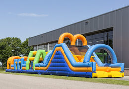 27 meter lange dubbele strombaan in vrolijke kleuren voor kinderen kopen. Bestel opblaasbare stormbanen nu online bij JB Inflatables Nederland