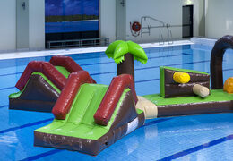 Opblaasbare stormbaan 16 meter lange Dubbele Hawaii Run XL zwembad stormbaan  met verschillende spannende objecten voor zowel jong als oud kopen. Bestel opblaasbare zwembadstormbanen nu online bij JB Inflatables Nederland