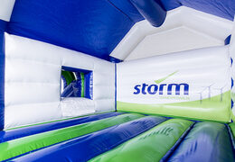 Bestel online opblaasbare  Storm - Multifun Windmolen springkussen met glijbaan op maat bij JB Promotions Nederland; specialist in opblaasbare reclame artikelen zoals maatwerk springkussens