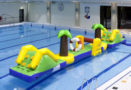 Bestel 12 meter lange opblaasbare Hawaii run stormbaan met 2 glijbanen voor zowel jong als oud. Koop opblaasbare stormbanen nu online bij JB Inflatables Nederland