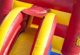 Midi overdekt multifun luchtkussen met glijbaan kopen in circus thema voor kinderen. Bestel luchtkussens online bij JB Inflatables Nederland