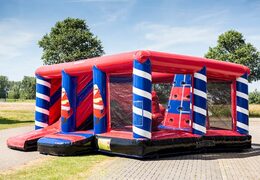 Indoor multiplay brandweer springkasteel in een beperkte hoogte van 2,74 meter en met een glijbaan kopen voor kinderen. Bestel springkastelen online bij JB Inflatables Nederland