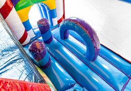 Groot opblaasbaar overdekt snoep multiplay springkussen met glijbaan bestellen in lego thema voor kids. Koop springkussens online bij JB Inflatables Nederland