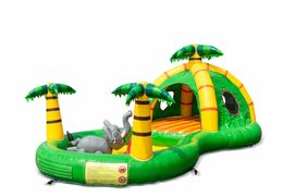 Opblaasbaar halfopen play fun springkussen kopen in thema playzone jungle oerwoud voor kinderen. Bestel springkussens online bij JB Inflatables Nederland 