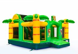 Opblaasbaas slidebox springkussen in Jungle thema met een glijbaan kopen voor kinderen. Bestel springkussens online bij JB Inflatables Nederland