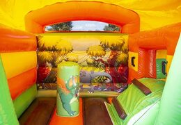 Klein overdekt multifun springkussen kopen in thema dinosaurus voor kinderen. Koop springkussens online bij JB Inflatables Nederland