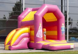 Midi multifun springkasteel met glijbaan kopen in prinses thema voor kinderen. Koop springkastelen online bij JB Inflatables Nederland
