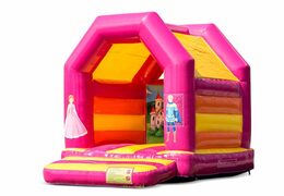 Midi springkussen kopen in een kleuren combinatie van roze en geel in prinses thema voor kinderen. Bestel springkussens online bij JB Inflatables Nederland