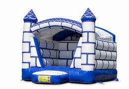 Mini overdekt springkussen in kasteel thema in een kleuren combinatie van blauw en wit te koop. Koop springkussens online bij JB Inflatables Nederland
