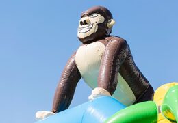 Standaard jungle met gorilla springkussen bestellen in opvallende kleuren met bovenop een 3D object voor kinderen. Koop springkussens online bij JB Inflatables Nederland