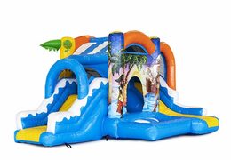 Klein opblaasbare springkussen met glijbaan in piraat thema kopen voor kinderen. Bestel opblaasbare springkussens online bij JB Inflatables Nederland