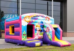 Overdekt maxi multifun springkussen met glijbaan in thema prinses kopen voor kinderen. Bestel springkussens online bij JB Inflatables Nederland