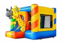 Mini opblaasbare multiplay springkussen met glijbaan in feest thema voor kinderen te koop. Bestel opblaasbare springkussens online bij JB Inflatables Nederland