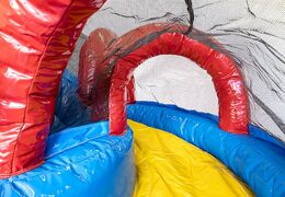 Mini opblaasbare multiplay springkasteel met glijbaan in party thema te bestellen voor kinderen. Bestel opblaasbare springkastelen online at JB Inflatables Nederland