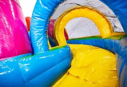 Koop mini opblaasbare multiplay springkussen in unicorn thema met glijbaan voor kinderen. Bestel opblaasbare springkussens online bij JB Inflatables Nederland