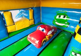 Multifun springkussen in thema  auto met een opvallend 3D figuur aan de bovenkant bestellen voor kids. Koop springkussens online bij JB Inflatables Nederland