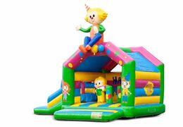 Opblaasbaar overdekt multiplay multifun springkussen met glijbaan kopen in thema feest party voor kinderen. Bestel springkussens online bij JB Inflatables Nederland