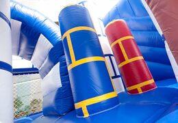 Medium opblaasbare multiplay springkussen met glijbaan in blauw wit kasteel thema bestellen voor kinderen. Bestel opblaasbare springkussens online at JB Inflatables Nederland