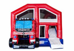 Multiplay springkasteel met slide in thema brandweer bestellen voor kinderen. Koop opblaasbare springkastelen online bij JB Inflatables Nederland