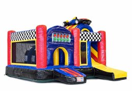 Multiplay springkasteel met slide in thema formule 1 bestellen voor kinderen. Koop opblaasbare springkastelen online bij JB Inflatables Nederland