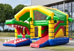 Medium opblaasbare multiplay springkasteel in krokodil thema te bestellen voor kinderen. Bestel opblaasbare springkastelen online at JB Inflatables Nederland