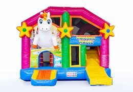Medium opblaasbare multiplay springkasteel in unicorn thema te kopen voor kinderen. Bestel opblaasbare springkastelen online at JB Inflatables Nederland