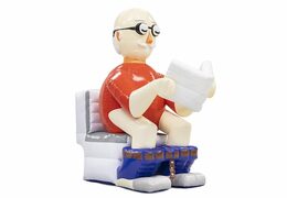 Opblaasbare Abraham pop blikvanger toilet wc bestellen voor verjaardag 50 jubilaris bij JB Inflatables