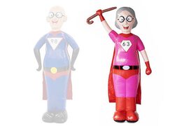 Opblaasbare sarah supervrouw pop in het roze met rode keep verkopen