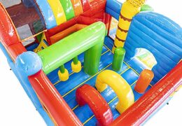 Opblaasbaar luchtkussen tropical thema met glijbanen en objecten in het kussen kopen voor kinderen