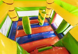 Groot opblaasbaar luchtkussen met glijbaan in krokodillen thema kopen voor kinderen