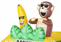 Bestel springkussen opblaasbaar in bananen apen thema met glijbaan kopen voor kinderen