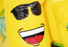 Opblaasbaar luchtkussen met glijbaan in bananen apen thema kopen