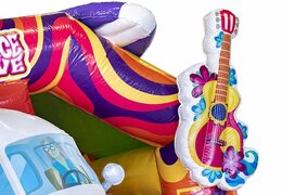 Bestel opblaasbaar luchtkussen in hippy thema met glijbaanvoor kinderen