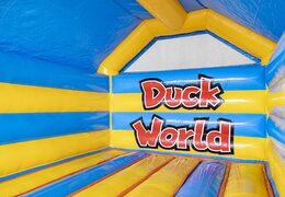 Opblaasbaar springkussen blauw geel in eend thema bestellen voor kinderen