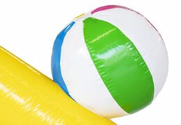 Opblaasbaar springkussen duck world geel blauw met eend erop te koop voor kinderen