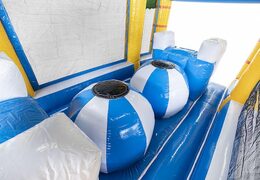 Bestel modulaire 19meter lange stormbaan in surf thema met passende 3D objecten bestellen voor kinderen.  Koop opblaasbare stormbanen nu online bij JB Inflatables Nederland