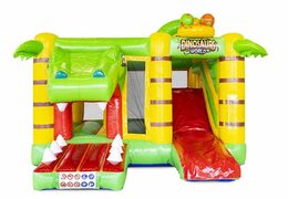 Compact opblaasbaar springkussen met glijbaan in Dino thema kopen voor kinderen