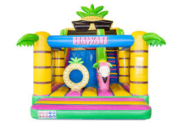 Opblaasbare glijbaan met springkussen gedeelte in hawaii thema kopen voor kinderen