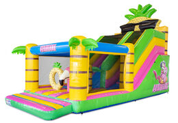 Opblaasbare glijbaan met springkussen gedeelte in hawaii thema te koop voor kinderen