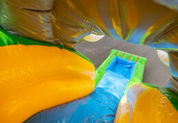 Inflatable multiplay groot springkussen met glijbaan in jungle thema te koop voor kinderen