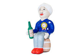 Opblaasbare sarah pop op wijn vat met wijn in de hand kopen 