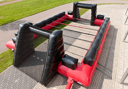 Sportieve opblaasbare zwart rode tafelvoetbal met unieke boarding kopen.