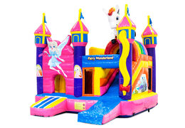 Opblaasbaar springkussen met glijbaan in fairy wonderland thema kopen voor kinderen. Bestel opblaasbare springkussens online at JB Inflatables Nederland 