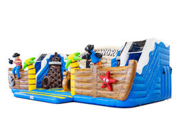 Zijkant Slideworld piraat met zeedieren en papagaai