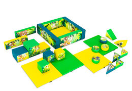 Softplay set XL Jungle Dino thema kleurrijke blokken om mee te spelen
