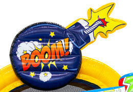 3D figuur op springkussen Dubbelslide stripfiguur bom thema comic