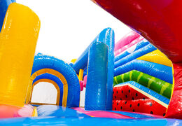 Binnenkant van springkussen Dubbelslide Multiplay blauw geel rood
