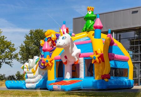 Opblaasbaar multiplay super springkussen in unicorn stijl met heel veel kleuren kopen voor kinderen