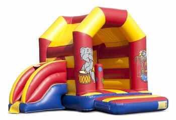 Midi overdekt multifun springkasteel met glijbaan kopen in circus thema voor kinderen. Koop springkastelen online bij JB Inflatables Nederland