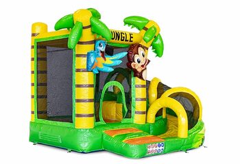 Klein overdekt opblaasbaar multiplay springkussen kopen in thema jungle voor kinderen. Bestel opblaasbare springkastelen online bij JB Inflatables Nederland